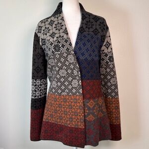 Neiman Marcus Cashmere Collection Patchwork Cardigan Sweater Size Medium